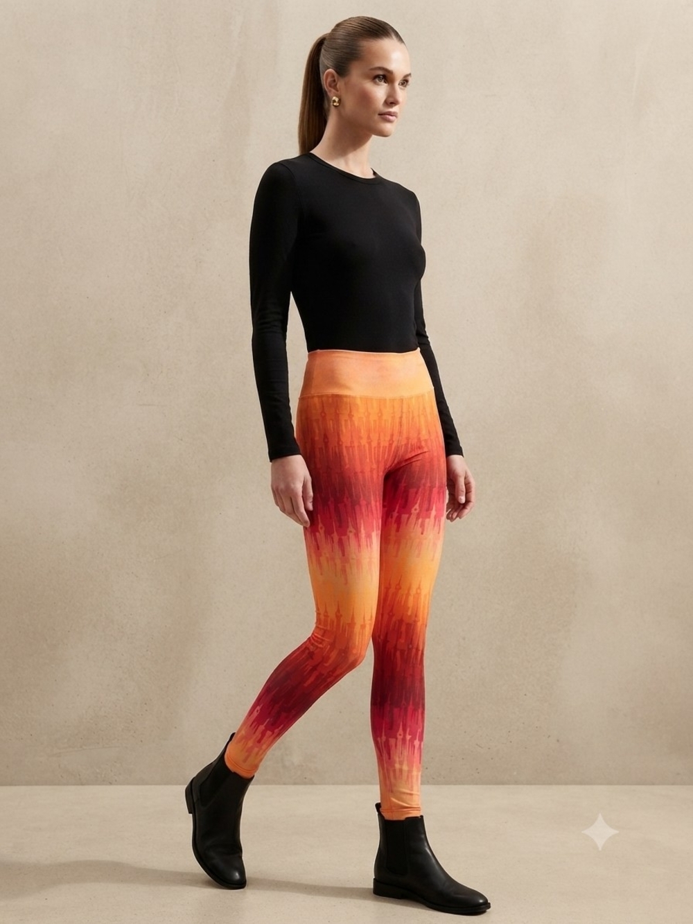 LuLaRoe Ombre Sunset High-Waist Leggings - Orange & Red